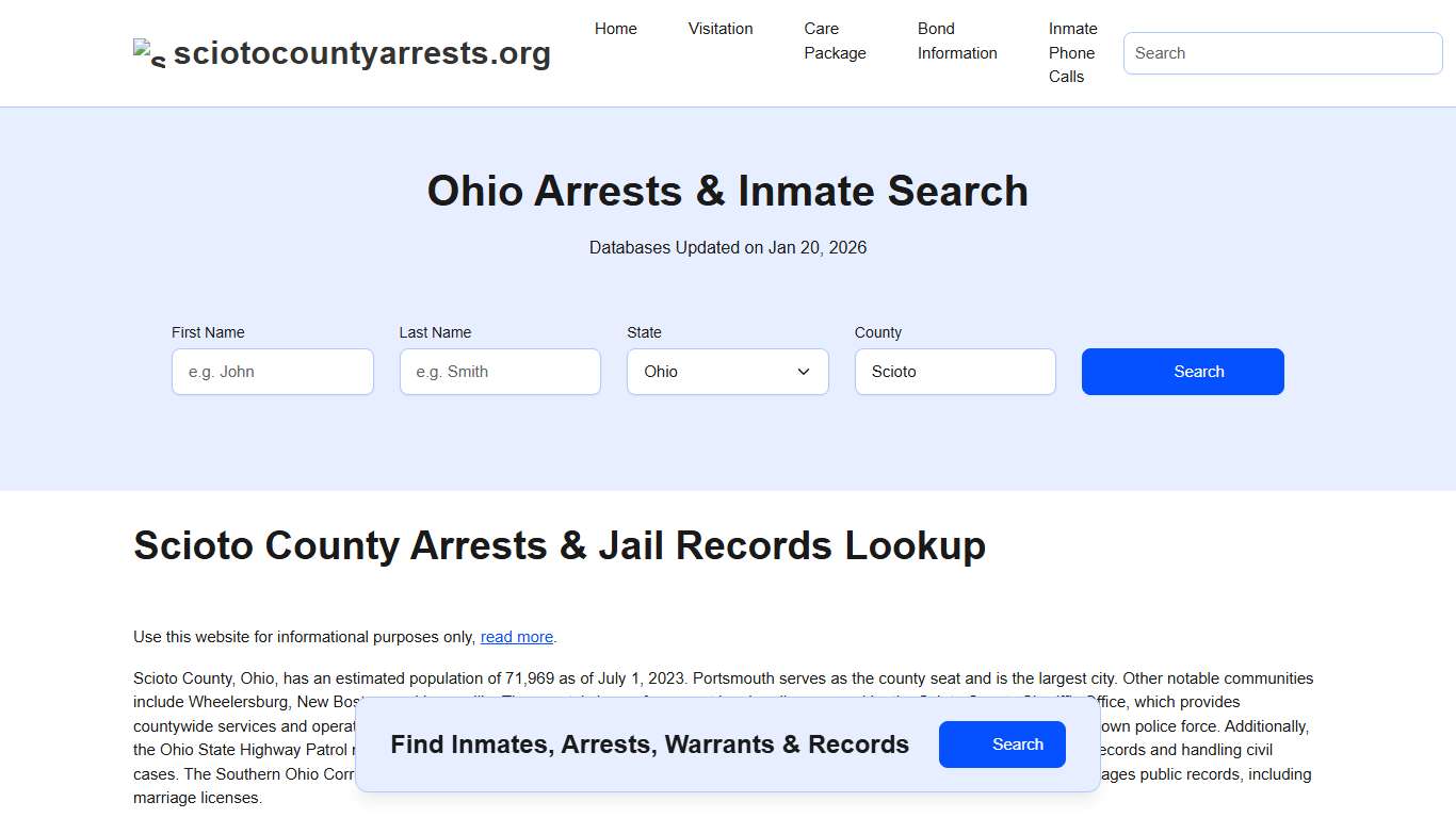 Scioto County, OH Arrests, Warrants, Police Records Search
