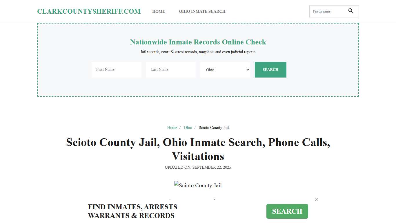 Scioto County Jail, Ohio Inmate Search, Visitations