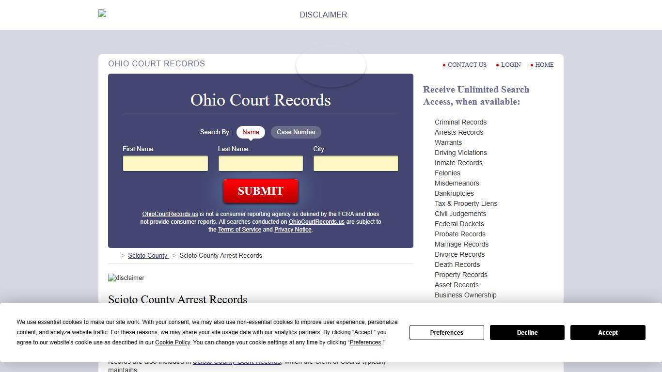 Scioto County Arrest Records | OhioCourtRecords.us